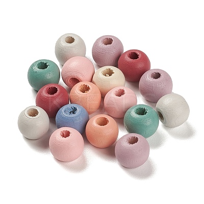 Spray Painted Natural Maple Wood Beads WOOD-M007-01B-1