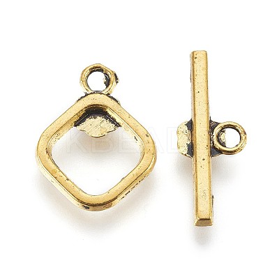 Tibetan Style Alloy Rhombus Toggle Clasps PALLOY-J471-26AG-1