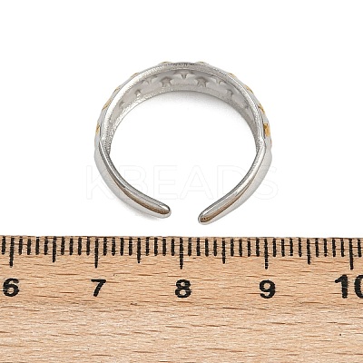 304 Stainless Steel Double Color Cuff Rings RJEW-S635-01GP-08-1