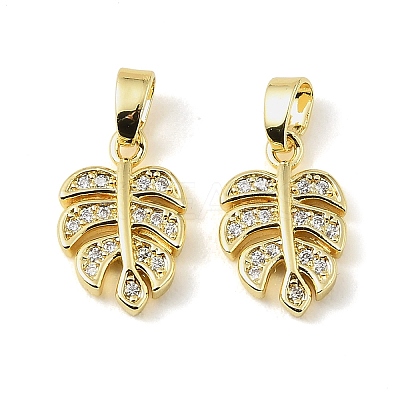 Brass Micro Pave Clear Cubic Zirconia Charms KK-A290-01A-G-1