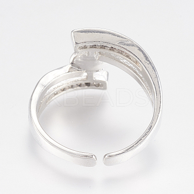 Adjustable Brass Cuff Rings ZIRC-F076-04P-1