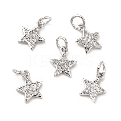 Brass Micro Pave Cubic Zirconia Charms KK-E068-VB247-1