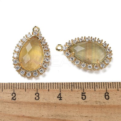 Natural Yellow Fluorite Faceted Teardrop Pendants G-I375-01G-11-1