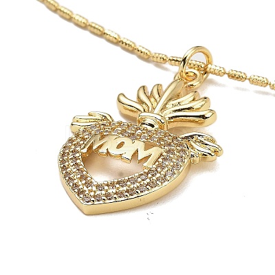 Golden Plated Brass Micro Pave Clear Cubic Zirconia Pendant Necklaces NJEW-L178-01G-02-1