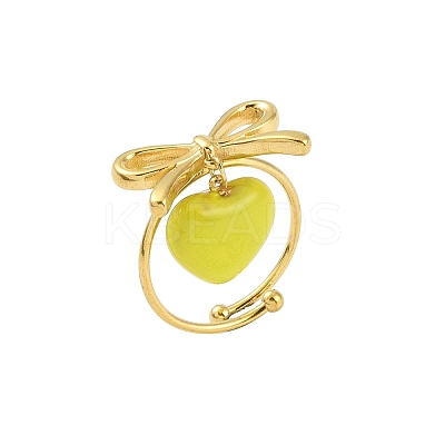 Bowknot 304 Stainless Steel Open Cuff Ring RJEW-Z037-02G-03-1