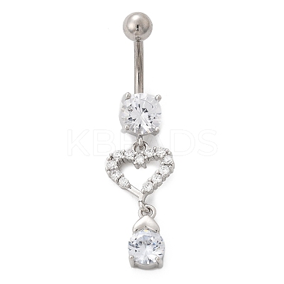 Alloy Crystal Rhinestone Dangle Curved Barbell Belly Rings LS-AJEW-R007-04P-01-1
