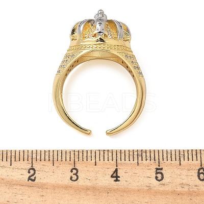 Brass Micro Pave Clear Cubic Zirconia Cuff Finger Rings for Women RJEW-B112-03GP-1