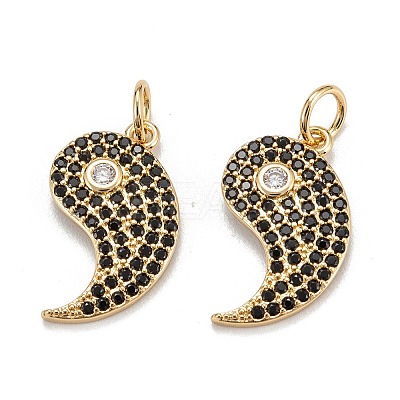 Brass Micro Pave Black Cubic Zirconia Pendants ZIRC-P086-32G-1