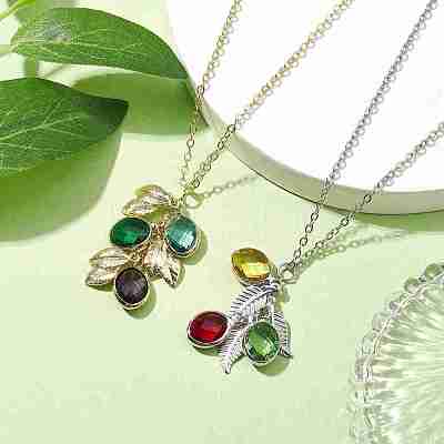 Stainless Steel and Glass Pendant Necklaces NJEW-JN04701-1