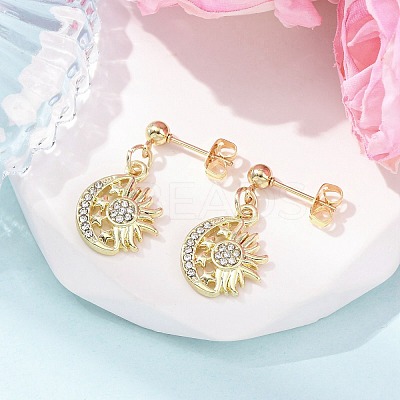 Alloy Crystal Rhinestone Dangle Stud Earrings EJEW-JE06657-01-1