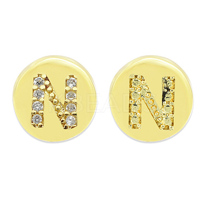 Brass Micro Pave Clear Cubic Zirconia Beads KK-T030-LA843-NX3-1