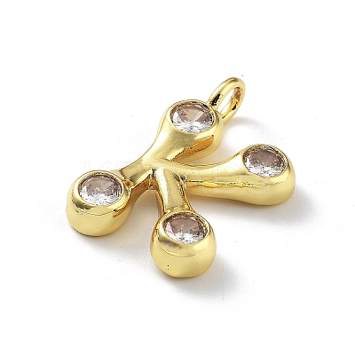 26Pcs 26 Styles Rack Plating Brass Micro Pave Cubic Zirconia Pendants KK-P247-09G-1