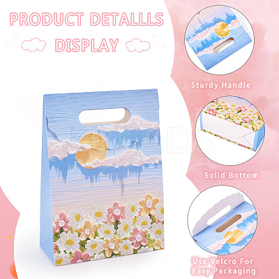 5Pcs 5 Styles Printed Paper Gift Tote Bags ABAG-TA0001-53-1