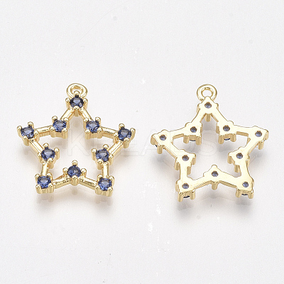 Brass Cubic Zirconia Pendants KK-T038-505E-1