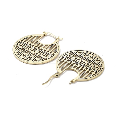 304 Stainless Steel Hollow Round Hoop Earrings for Women LS-EJEW-R156-10G-1