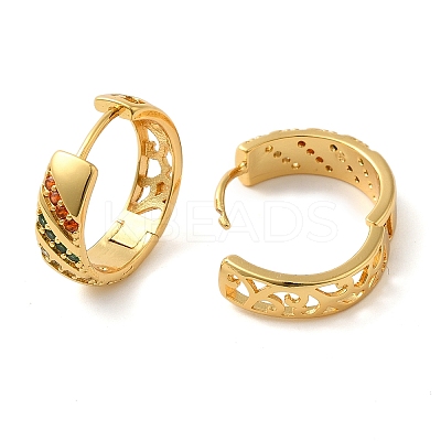 304 Stainless Steel Pave Cubic Zirconia Hoop Earrings for Women LS-EJEW-U019-02G-02-1