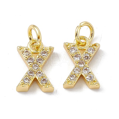 Real 18K Gold Plated Brass Micro Pave Clear Cubic Zirconia Charms KK-E068-VB452-X-1