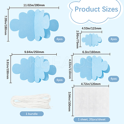 Felt 3D Colud Hanging Ceiling Ornaments HJEW-WH20010-07A-1