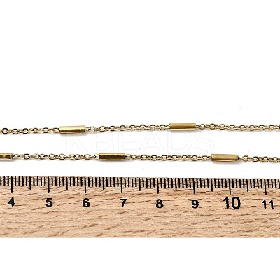 304 Stainless Steel Column Link Chain Necklaces for Women Men NJEW-A058-01G-1