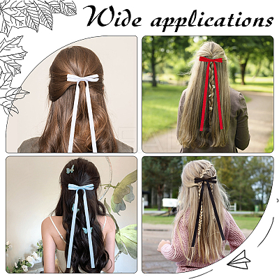 Big Bowknot Polyester Alligator Hair Clips AJEW-CP0008-39C-1
