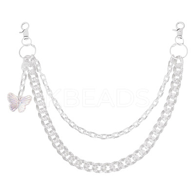 Acrylic Butterfly Layered Chain Belts for Jeans Pants HJEW-TAC0112-1