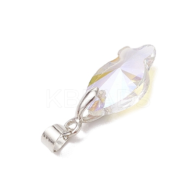 5Pcs Brass and Glass Pendants PALLOY-JF03365-1