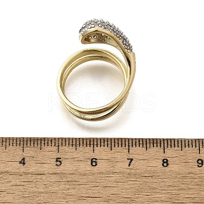 Brass Micro Pave Clear Cubic Zirconia Cuff Rings for Women RJEW-G347-15GP-1