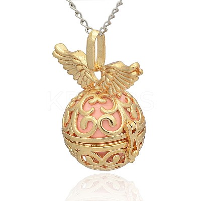 Golden Tone Brass Hollow Round Cage Pendants KK-J234-07G-1