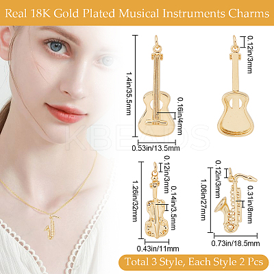 6Pcs 3 Style Brass Pendants KK-BBC0012-93-1