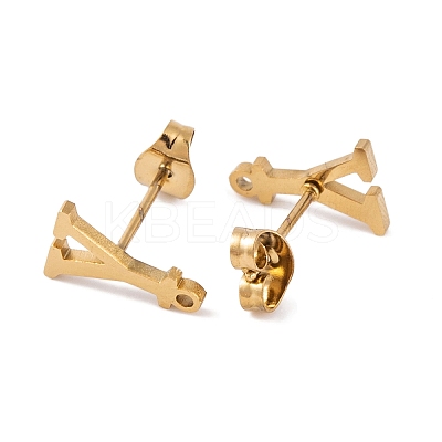 Ion Plating(IP) 304 Stainless Steel Stud Earrings FIND-Q103-01Y-G-1