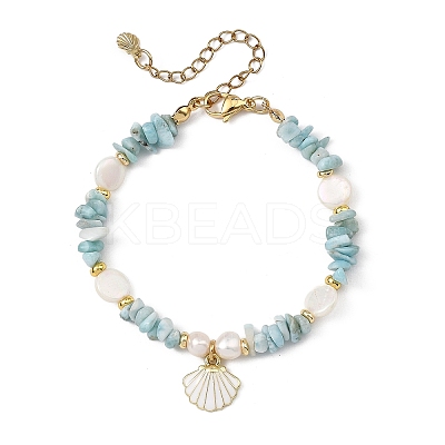 Shell Shape Alloy Enamel Charm Bracelets BJEW-JB13913-1