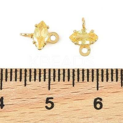 Brass Pave Cubic Zirconia Horse Eye Connector Charms KK-P347-03G-02-1
