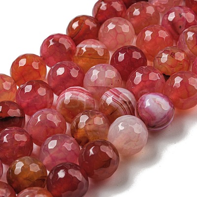 Faceted Natural Dragon Veins Agate Beads Strands G-F447-12mm-P08-1