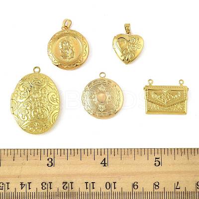 5Pcs 5 Styles Brass Locket Pendants KK-FS0001-90-1