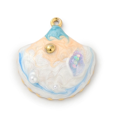 Ocean Theme 304 Stainless Steel Enamel Pendants STAS-Q352-03G-B-1