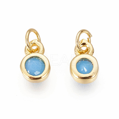 Brass with Single Cubic Zirconia Charms ZIRC-F095-03G-01-1