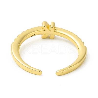 Clear Cubic Zirconia Initial Letter Open Cuff Ring RJEW-H120-09G-K-1