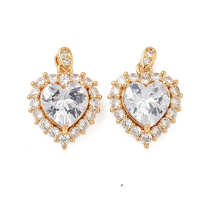Brass Micro Pave Clear Cubic Zirconia Pendants KK-S531-27G-1