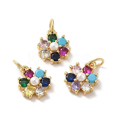 Rack Plating Brass Micro Pave Cubic Zirconia Charms KK-A160-22C-G-1