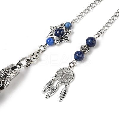 Natural Lapis Lazuli Cone Dowsing Pendulum Big Pointed Pendants AJEW-Z041-01H-AS-1
