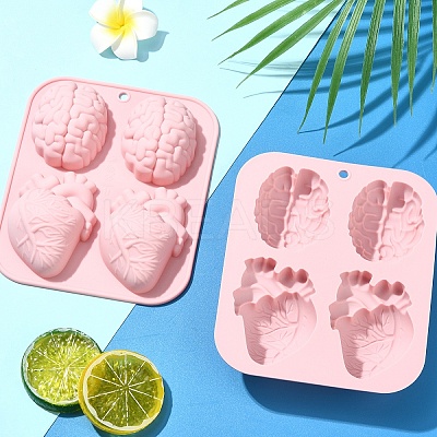 1Pc Realistic Heart & Brain Fondant Molds DIY-YW0012-16-1