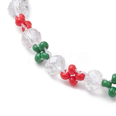 Christmas Handmade Glass Seed & Glass Braided Bead Bracelet BJEW-MZ00249-03-1