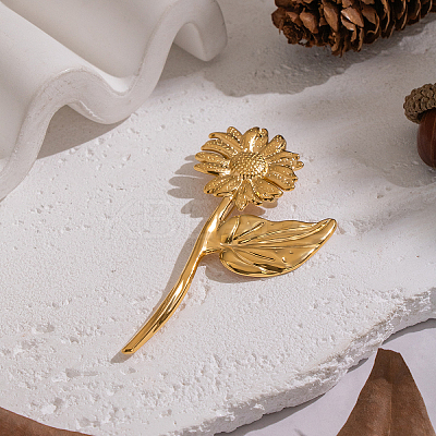 Sunflower 304 Stainless Steel Brooches NK4193-1