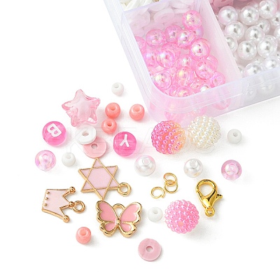 DIY Round Acrylic & Glass Beads Bracelets Jewelry Kits DIY-FS0006-29A-1