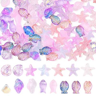 Electroplate and Golden Metal Enlaced Glass Beads EGLA-FS0001-58-1