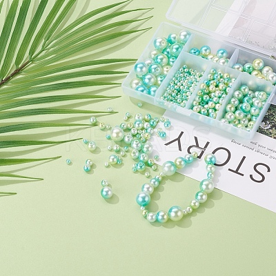 497Pcs 5 Style Rainbow ABS Plastic Imitation Pearl Beads OACR-YW0001-07E-1