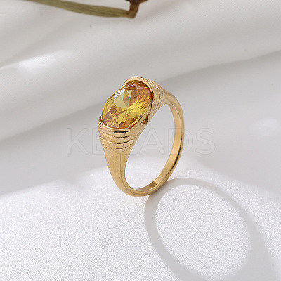 304 Stainless Steel Cubic Zirconia Finger Rings FS-WGC174A-10-1
