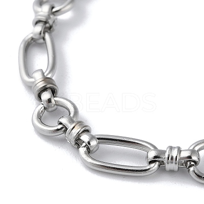 Non-Tarnish 304 Stainless Steel Oval & Ring Link Chain Bracelets for Women BJEW-D028-01P-1