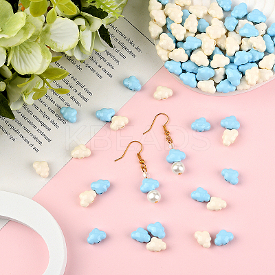 84Pcs 2 Colors Baking Paint Opaque Acrylic Beads FIND-SC0020-83A-1
