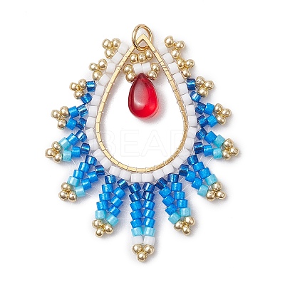 Handmade Glass Seeds Teardrop Pendants PALLOY-MZ00390-02-1